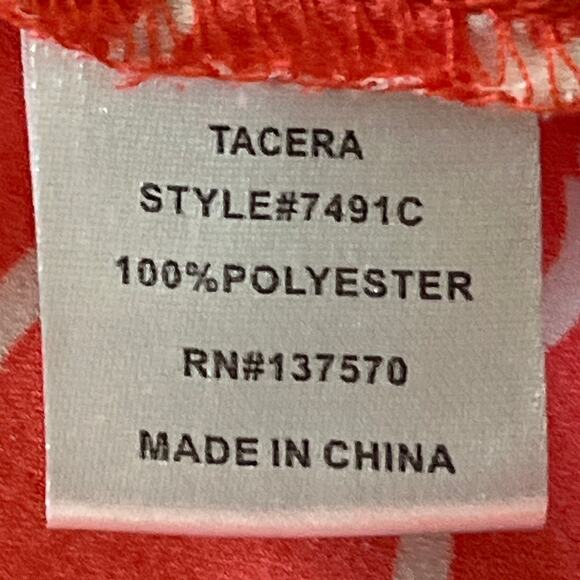 Tacera Tie Neck Blouse Womens Size XL Orange White Button Front Work Church - Picture 13 of 14